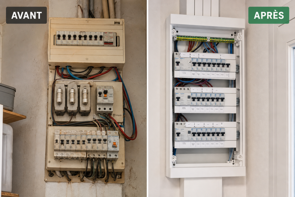 tableau électrique avant et après rénovation