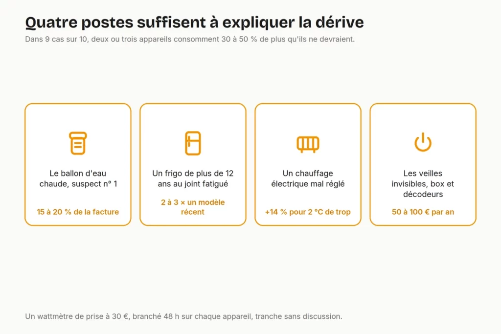 tableau comprendre la surconsommation des appareils electriques